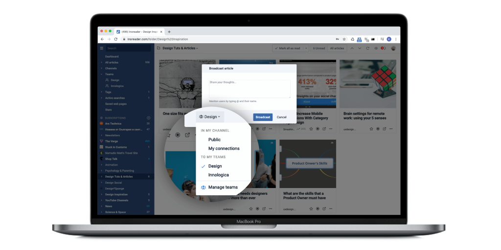 Inoreader for teams now allows you to securely collaborate on content