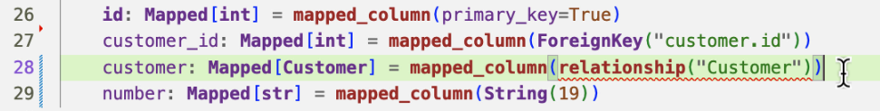 Screenshot of Python code with squiggly line under one line