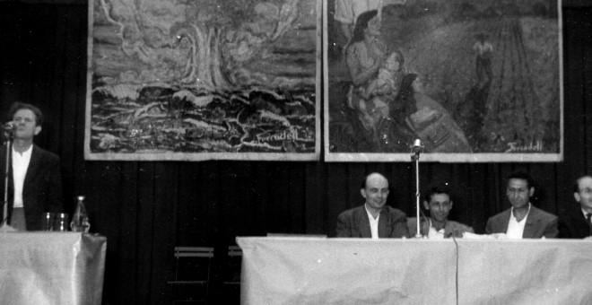 Fotografía del acto que la CNT organizó en el exilio en el año 1957, conmemorando el XXI aniversario de la revolución social española.  - Archivo CNT/ FAL