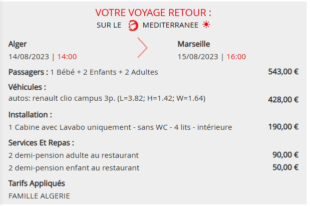 Voyage retour avec Corsica Linea en été