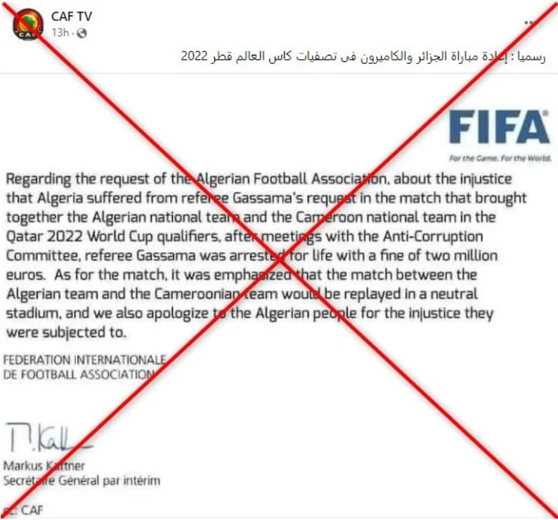 fifa rejouer algérie cameroun