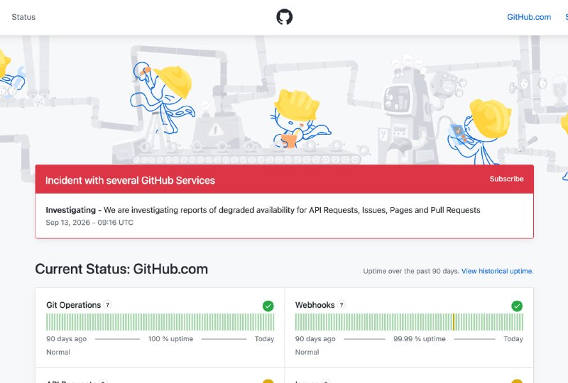 GitHub 发生故障，Issues 、Pages 、Pull Requests 受到影响