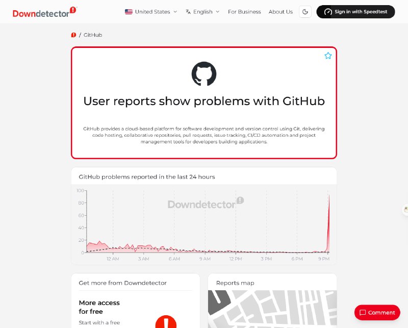 GitHub 亚太地区疑似出现故障 
 
21:39 更新： GitHub 正在调查
