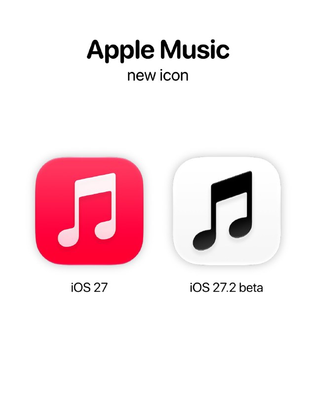 🍎 iOS 27.2 Beta 4 為 Apple Music 帶來新圖標與黑白設計